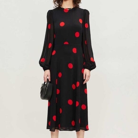 Reformation Dresses & Skirts - NWT Reformation Luanne Polka Dot Crepe Midi Dress Size 8
